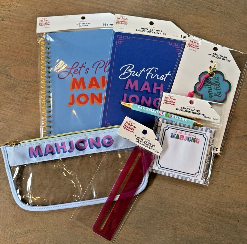 Mah Jong Gift Set Line Reader, Bag, Shufflers, Notebook, Pen Bag Charm Mahjong